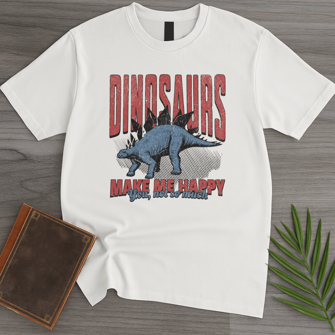 T-Shirt White / S Vintage Dinosaurs Make Me Happy T-Shirt