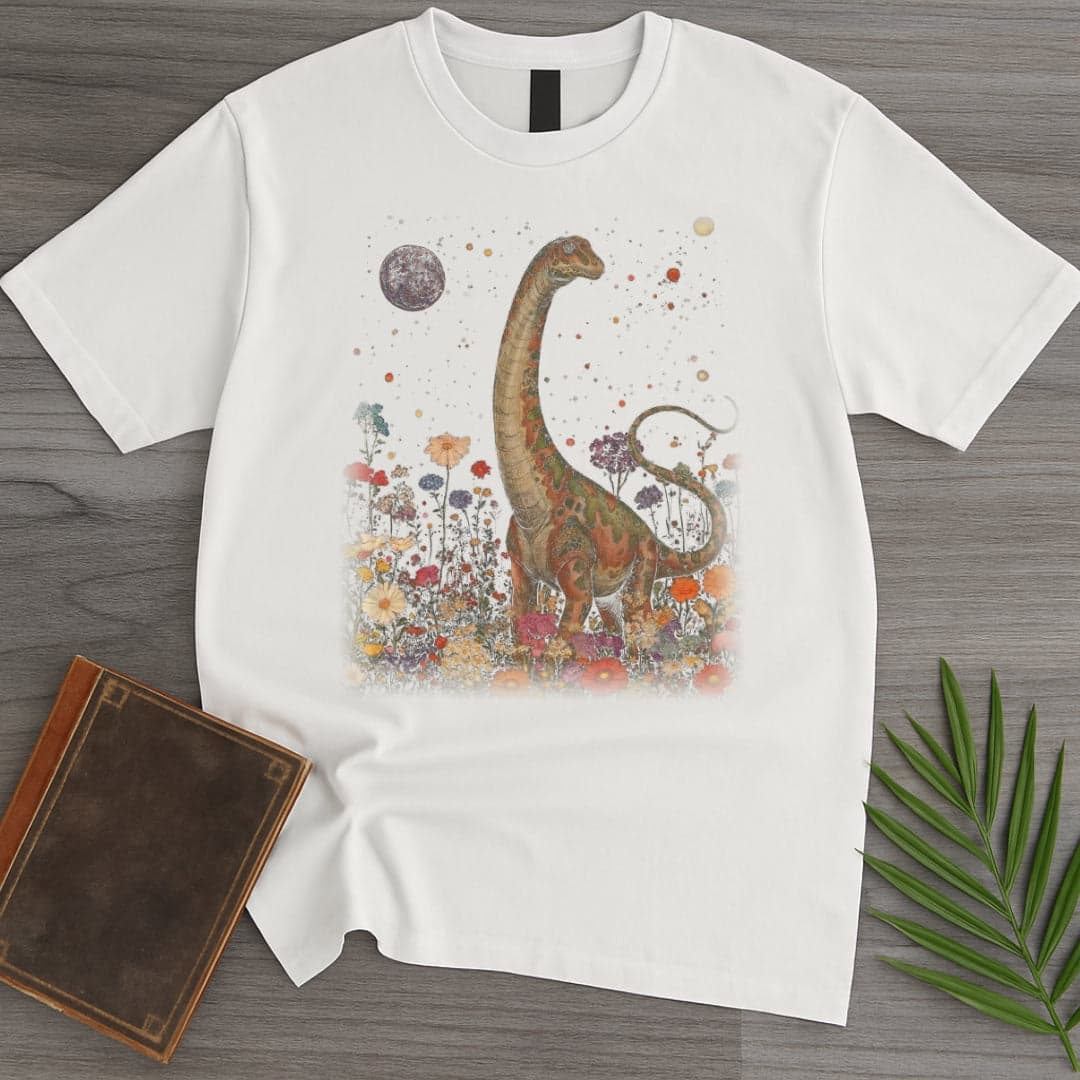 T-Shirt White / S Vintage Floral Diplodocus T-Shirt