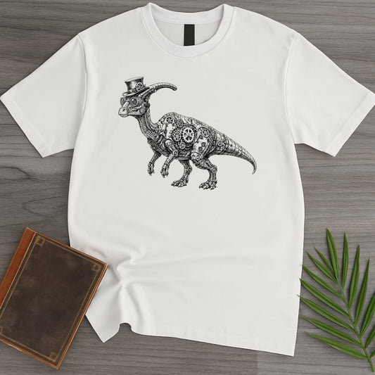 T-Shirt White / S Vintage Parasaurolophus Steampunk T-Shirt