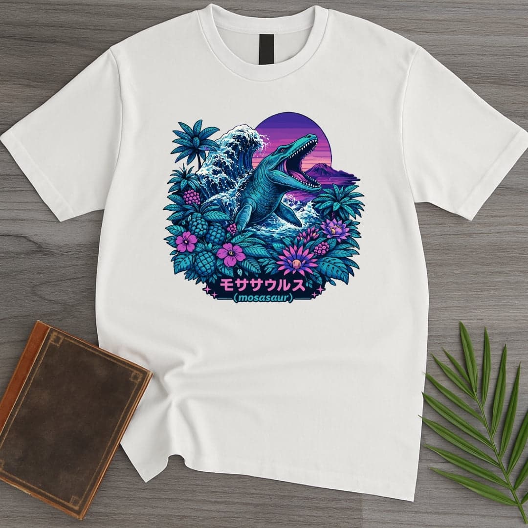 T-Shirt White / S Vintage Retro Mosasaur T-Shirt