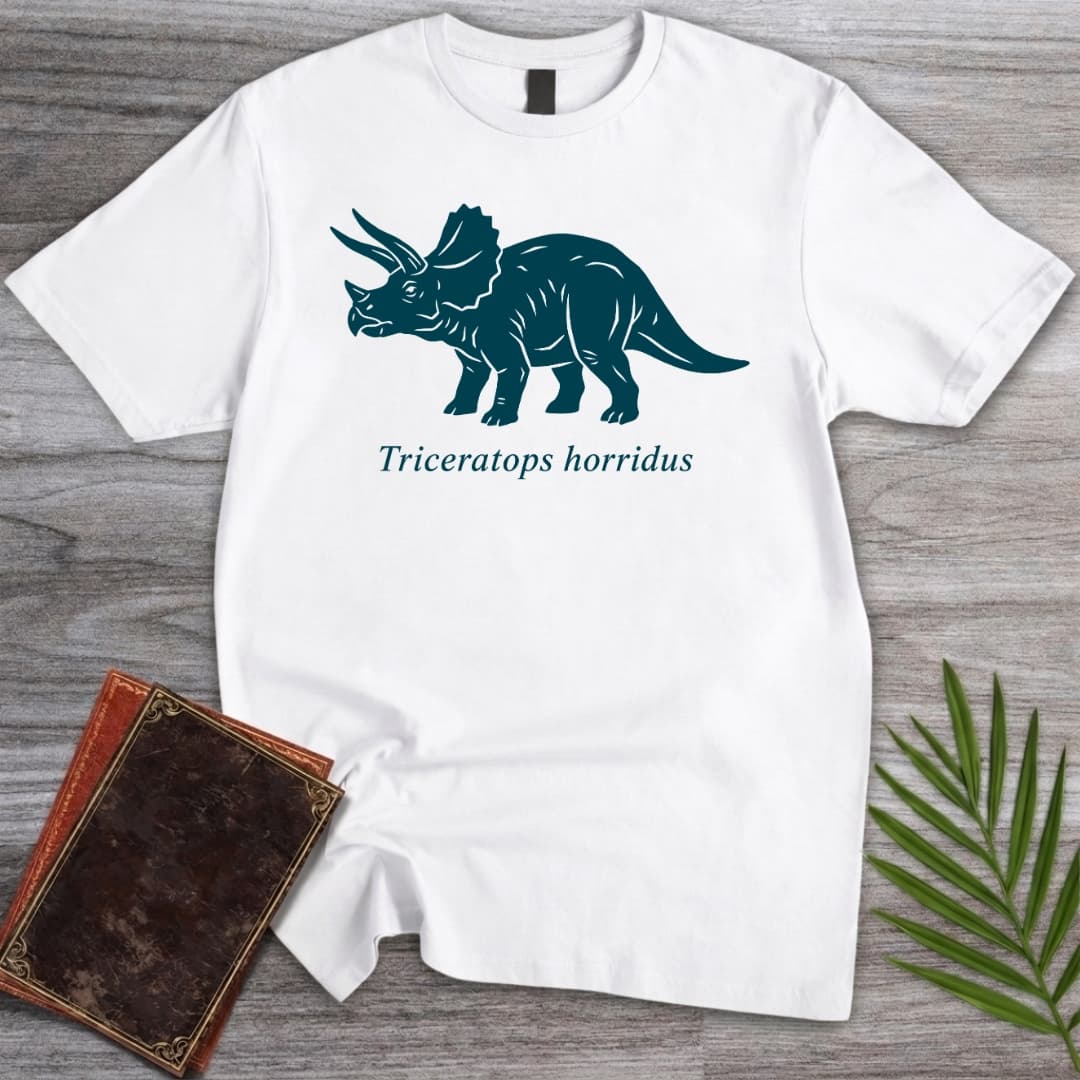 T-Shirt White / S Vintage Teal Triceratops T-Shirt