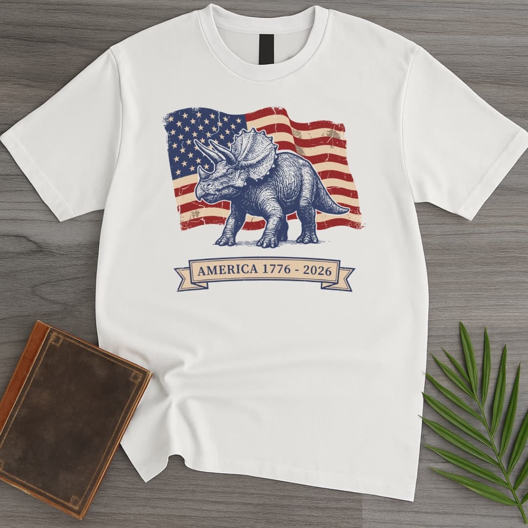 T-Shirt White / S Vintage Triceratops Americas 250th T-Shirt