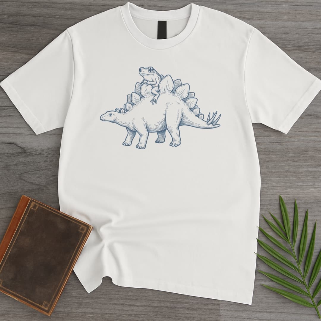 T-Shirt White / S Wandering Frog Stegosaurus T-Shirt