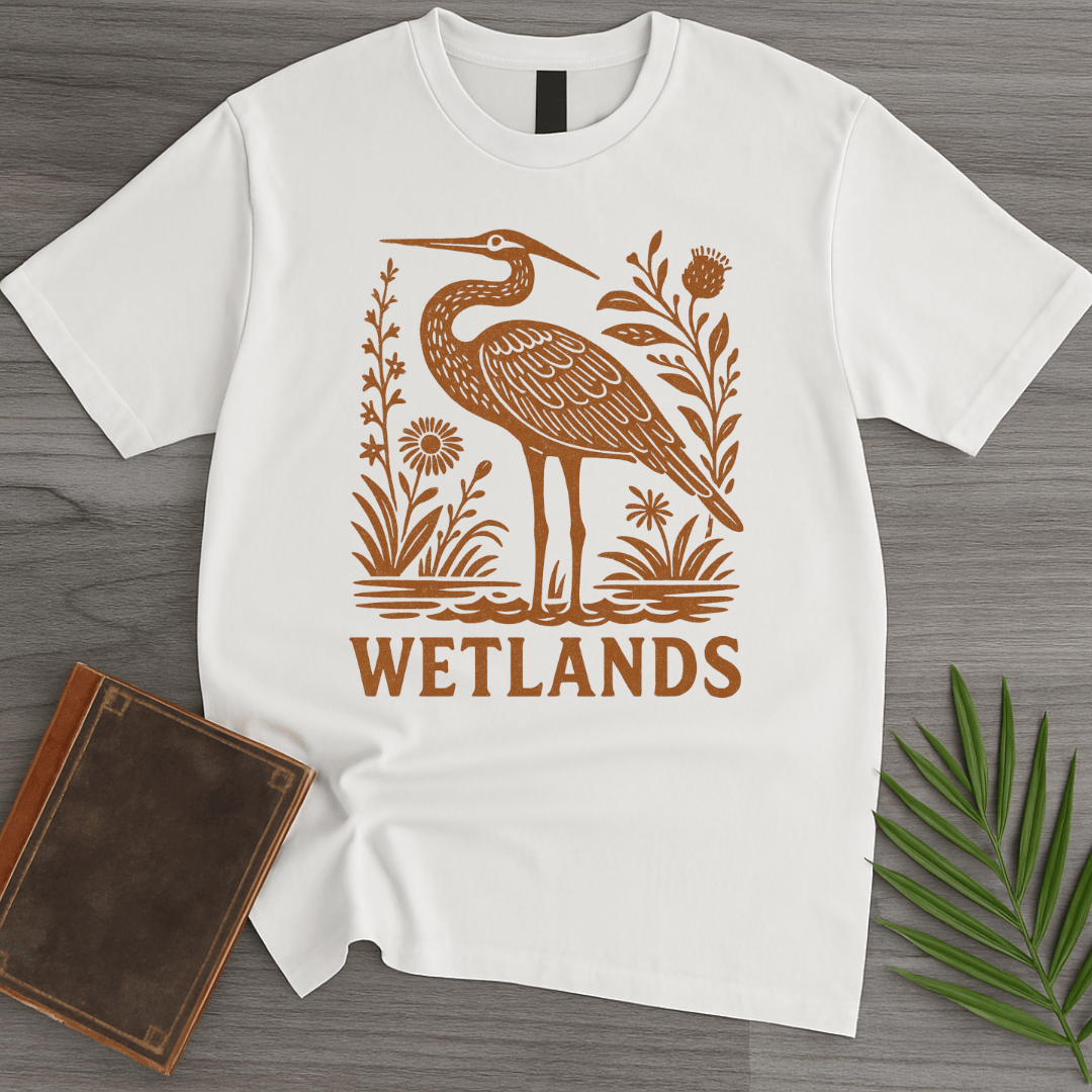 T-Shirt White / S Wetland Heron Flora T-Shirt