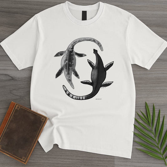 T-Shirt White / S Yin-Yang Plesiosaurs T-Shirt (ldn_rdnt_art)