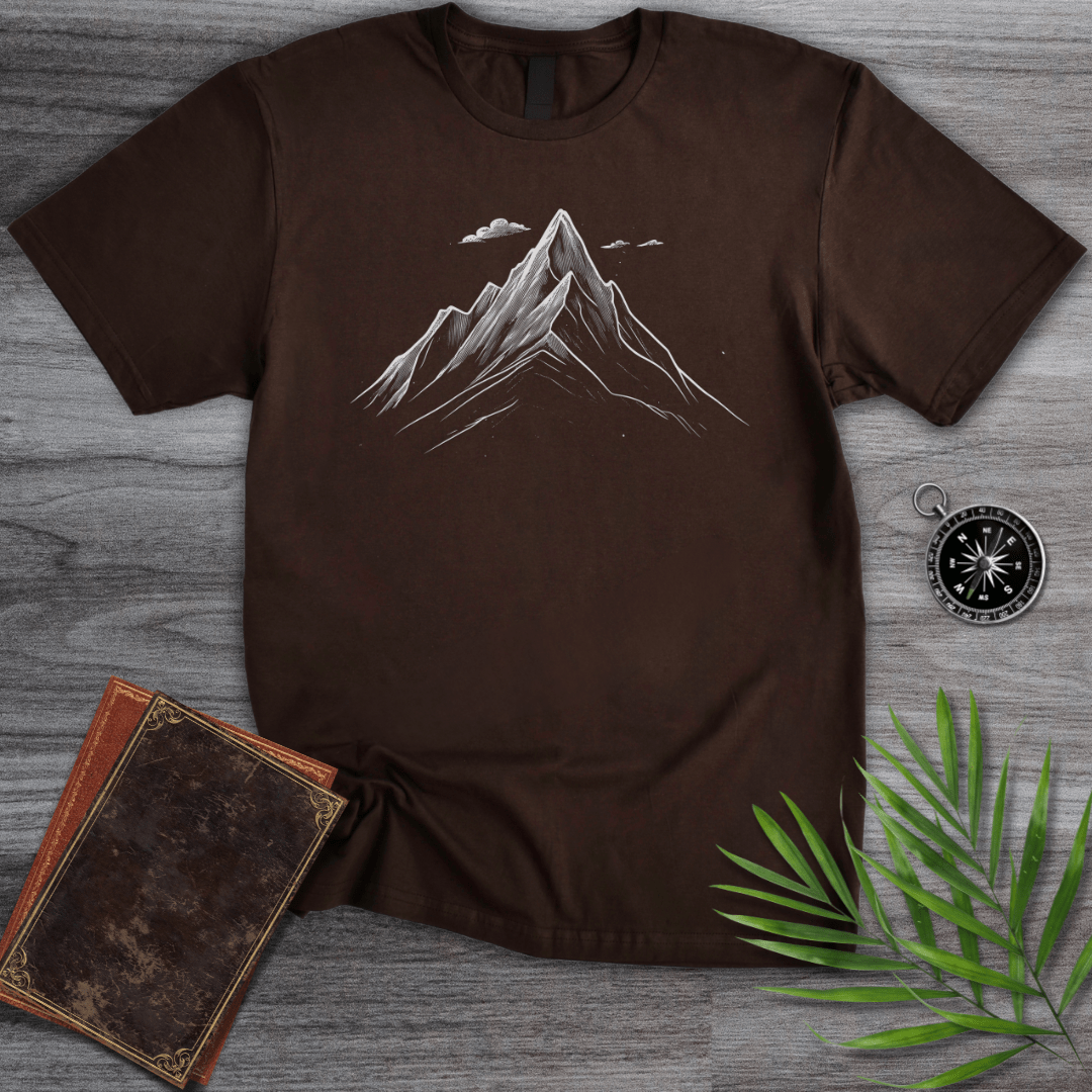 T-shirts Dark Chocolate / S Mountain Peak Line Art T-Shirt
